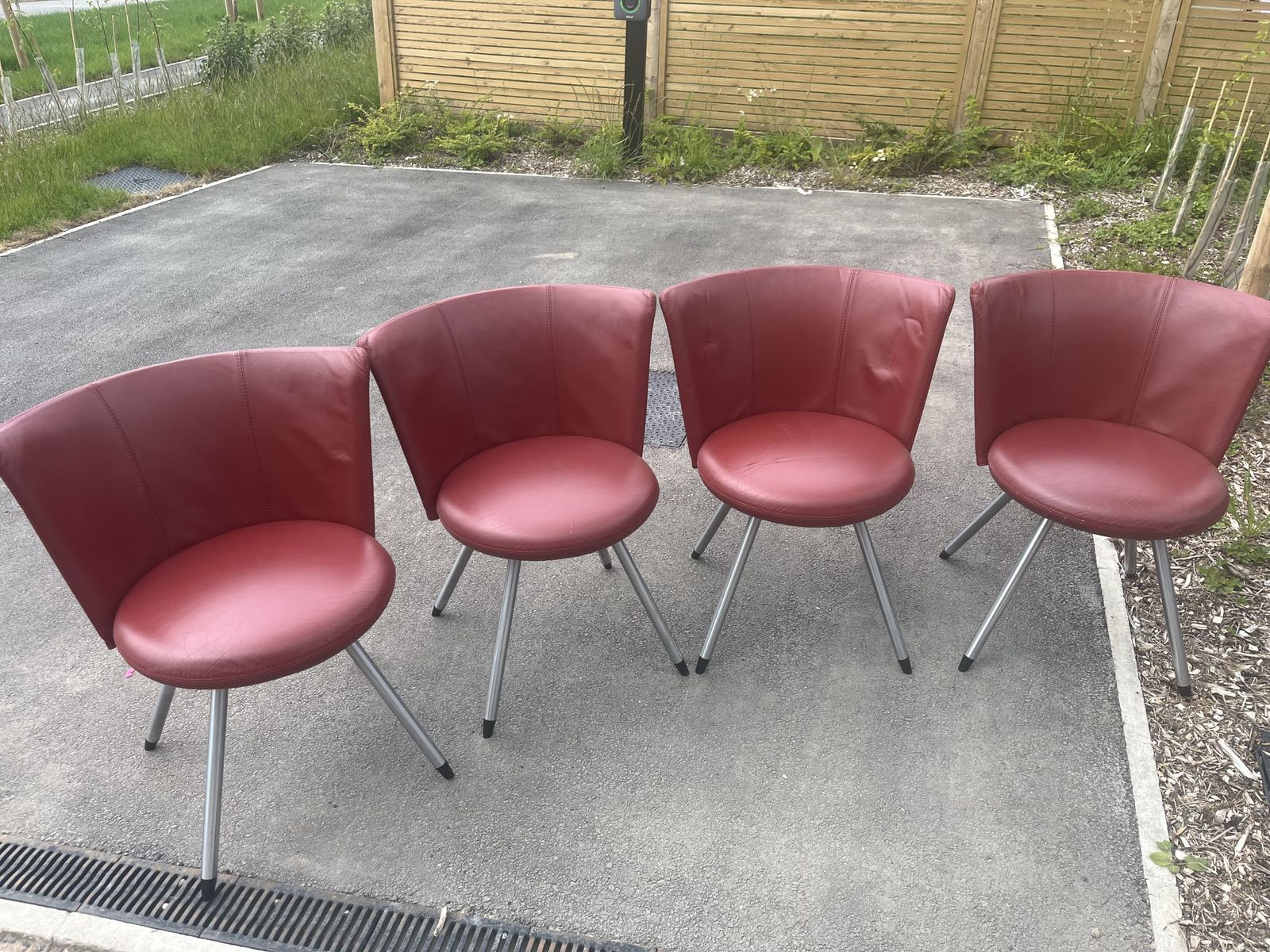 Set Of 4 Erik Jorgensen Danish Red Leather Chairs photo 1200.0