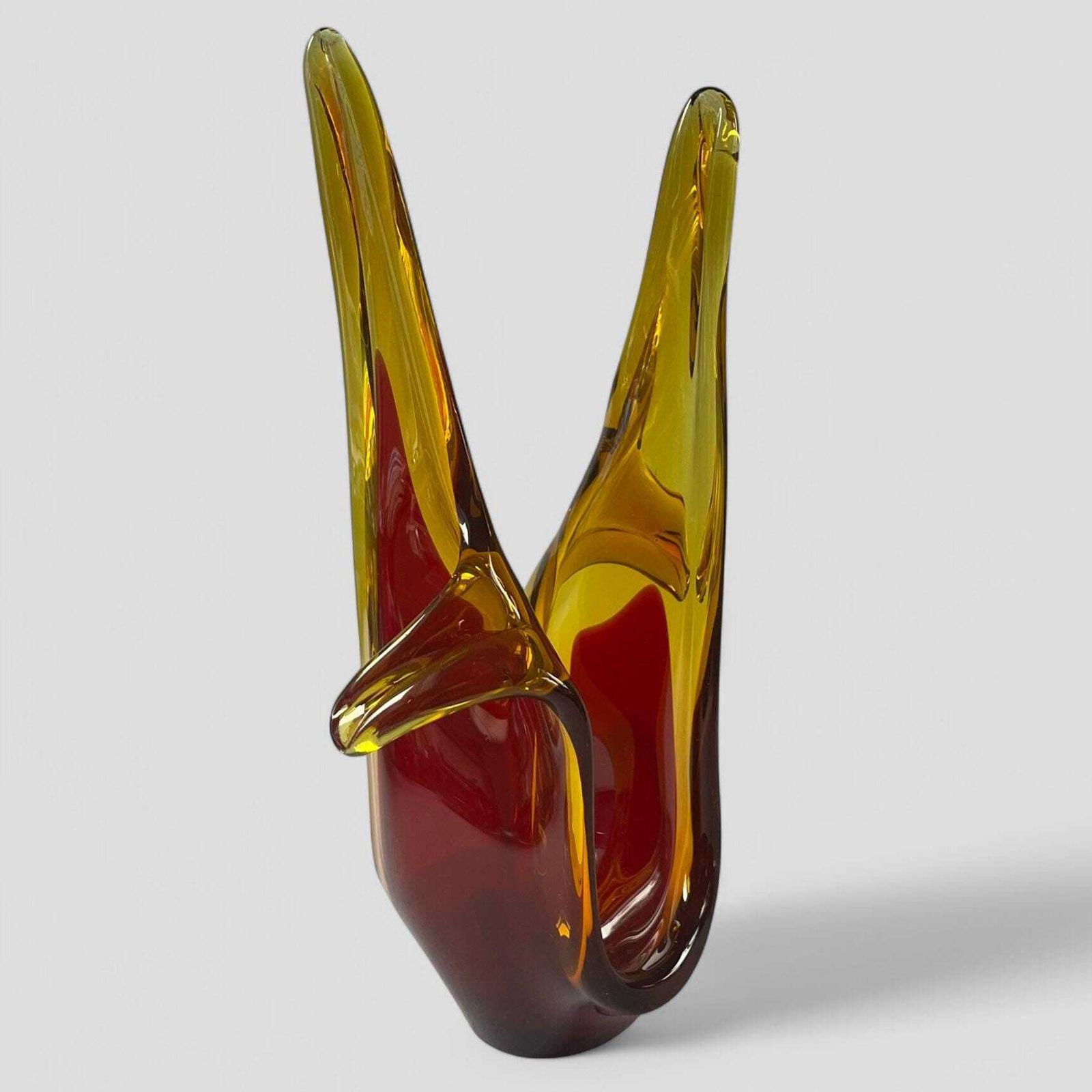 Mid Century Spanish Viartec Murano Style Selenium Art Glass Sculpture Ornament photo furniture