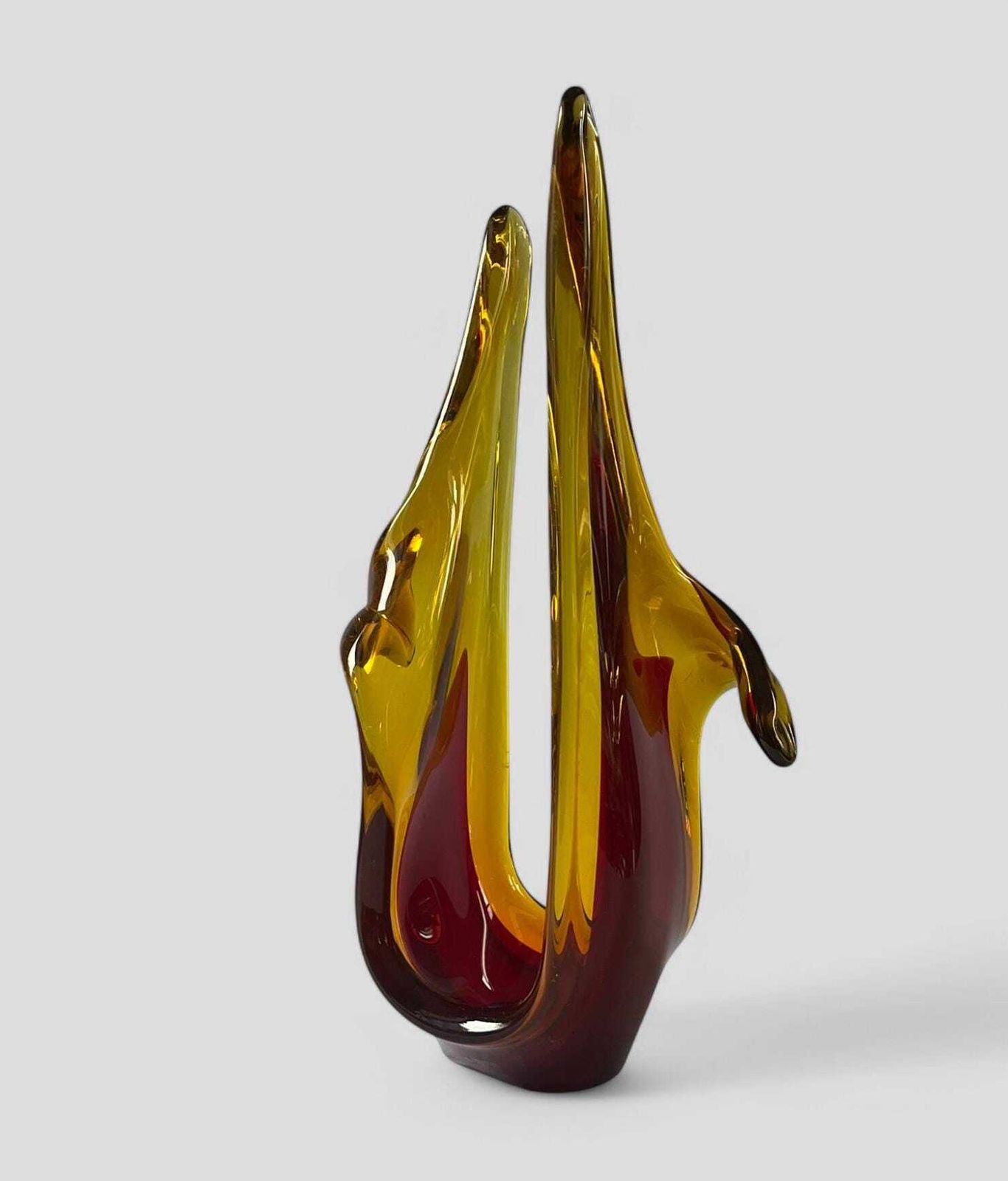 Mid Century Spanish Viartec Murano Style Selenium Art Glass Sculpture Ornament photo for sale