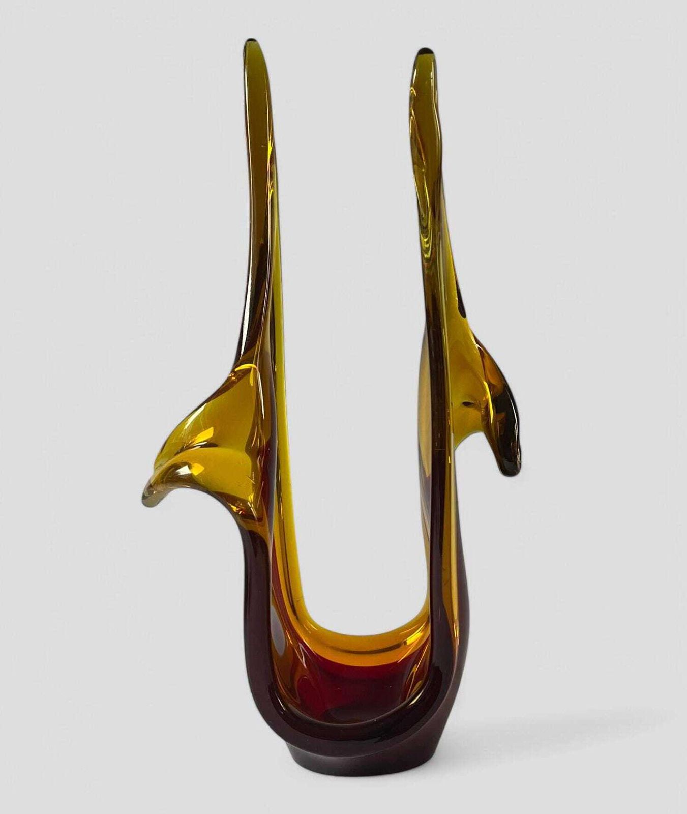 Mid Century Spanish Viartec Murano Style Selenium Art Glass Sculpture Ornament photo vinterior