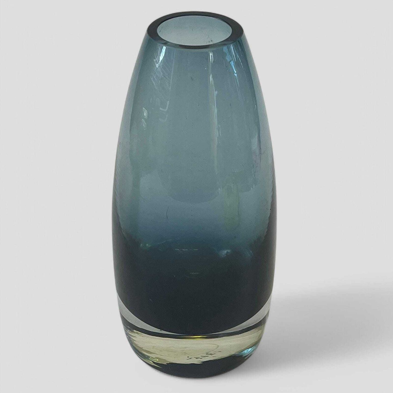 Mid Century Smoked Blue Glass Model 1365 Vase By Tamara Aladin For Riihimaki / Riihimaen Lasi Oy Finland