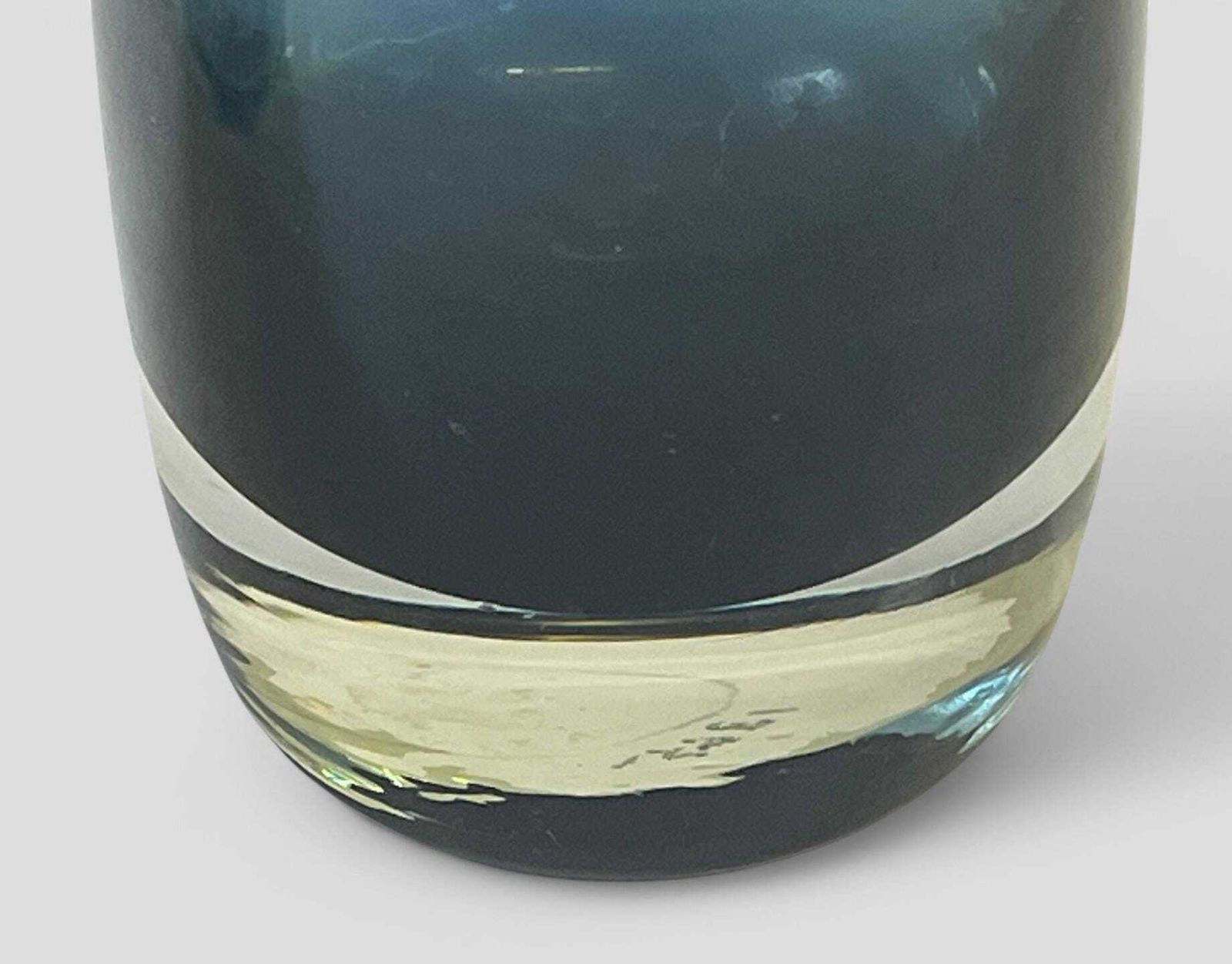 Mid Century Smoked Blue Glass Model 1365 Vase By Tamara Aladin For Riihimaki / Riihimaen Lasi Oy Finland photo for sale