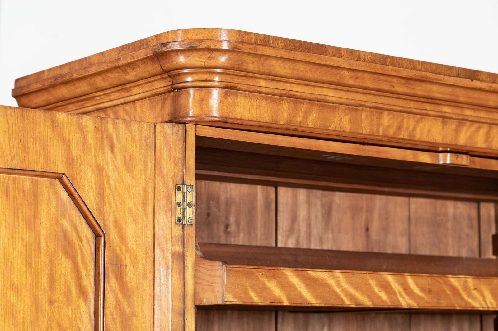 photo for sale Large 19thc English Satin Birch Compactum Wardrobe