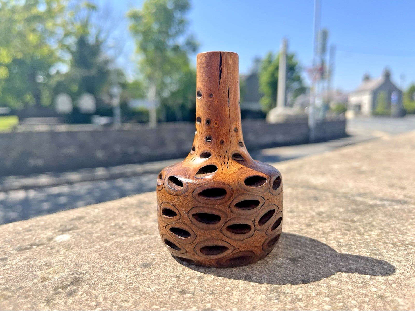 Superb Mid Century Brutalist Banksia Nut Australian Decorative Turned Treen Vase