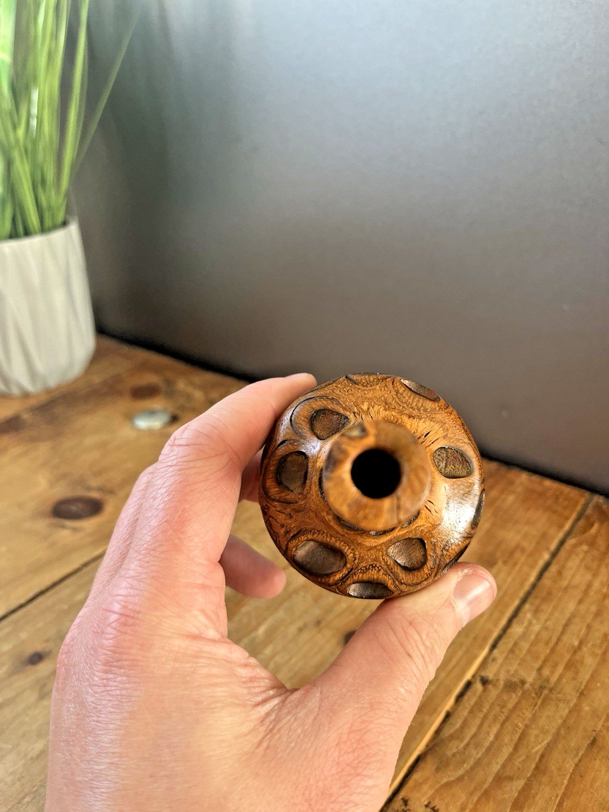 Home Decor Superb Mid Century Brutalist Banksia Nut Australian Decorative Turned Treen Vase photo