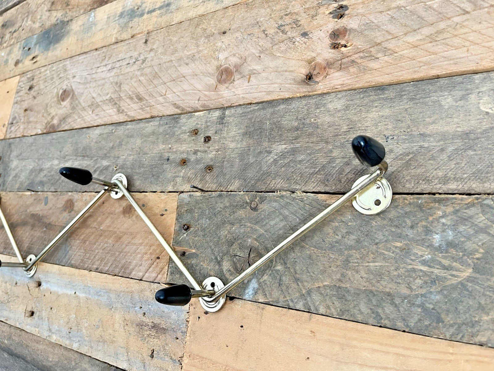 Large Mid Century 70s Black Bullet Wall Coat Hat Hook Stand Retro Sputnik Atomic photo vintage