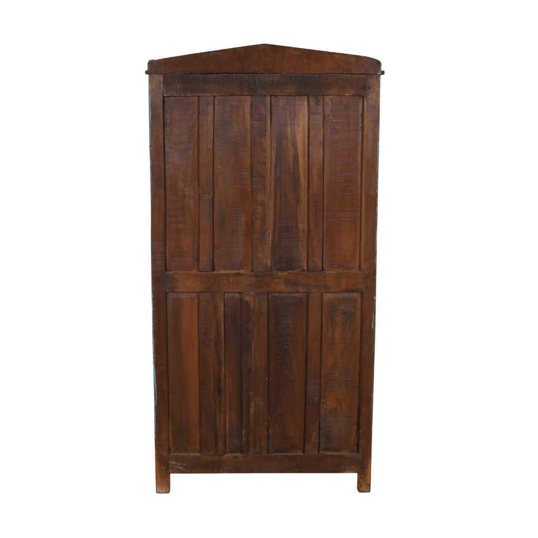 Antique Turquoise Teak Glass Almirah – Indian Kitchen Or Bathroom Cabinet C.1900 photo Furniture