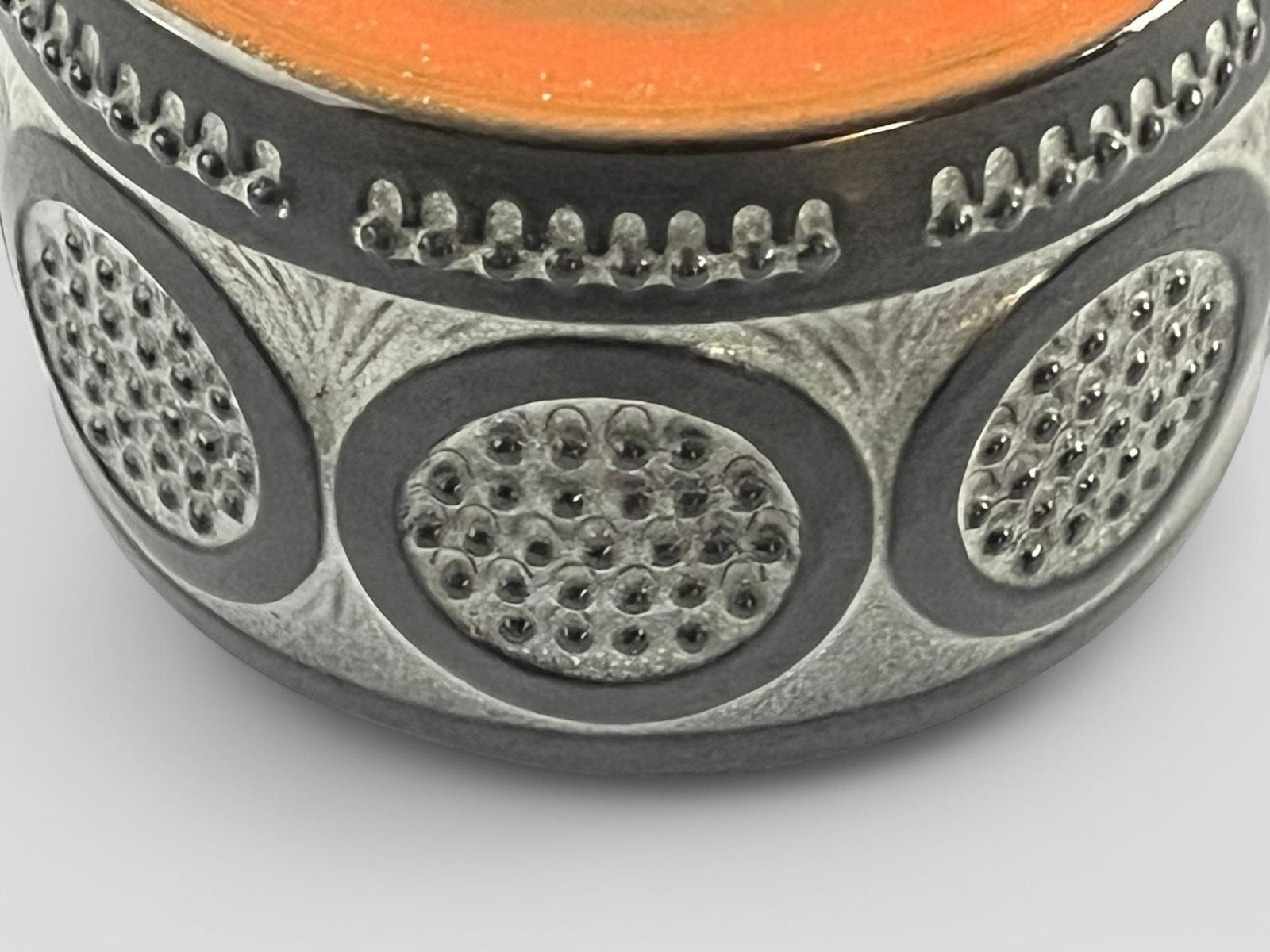 Small Mid Century Glazed Stoneware Vase Orange & Grey 'City' Design By Mari Simmulson For Upsala Ekeby Of Sweden photo Home Decor