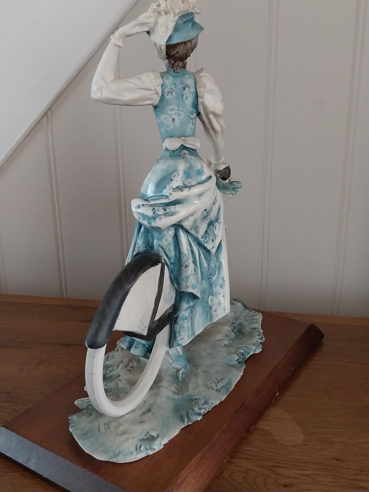 Capodimonte Auro Belcari Girl On Bycycle With Flower Basket. Large. photo 85.0