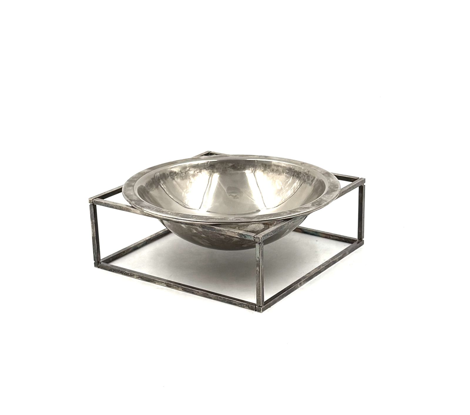 Home Decor Mid Century Modern Silver Plated Bowl / Vide Poche, Pm Italy 1970s photo
