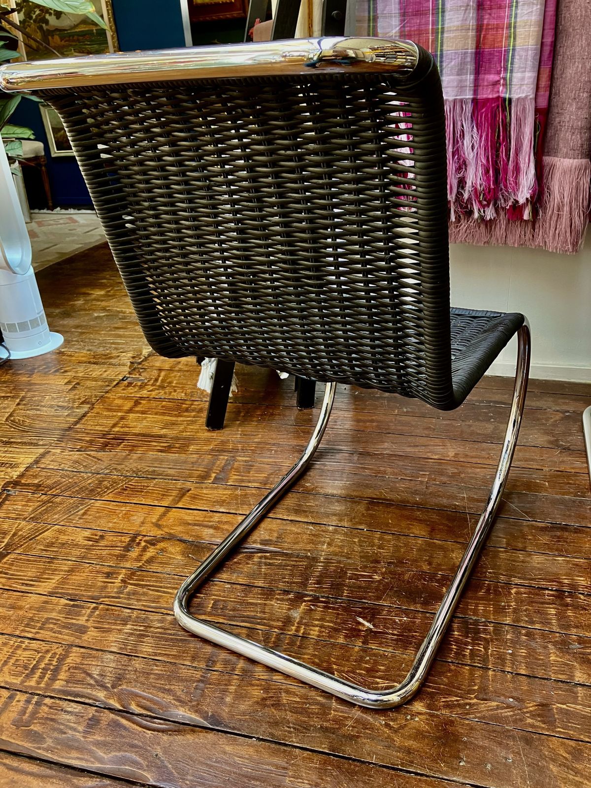 Set Of 4 Modernist Chrome And Wicker Cantilever Chairs photo buy