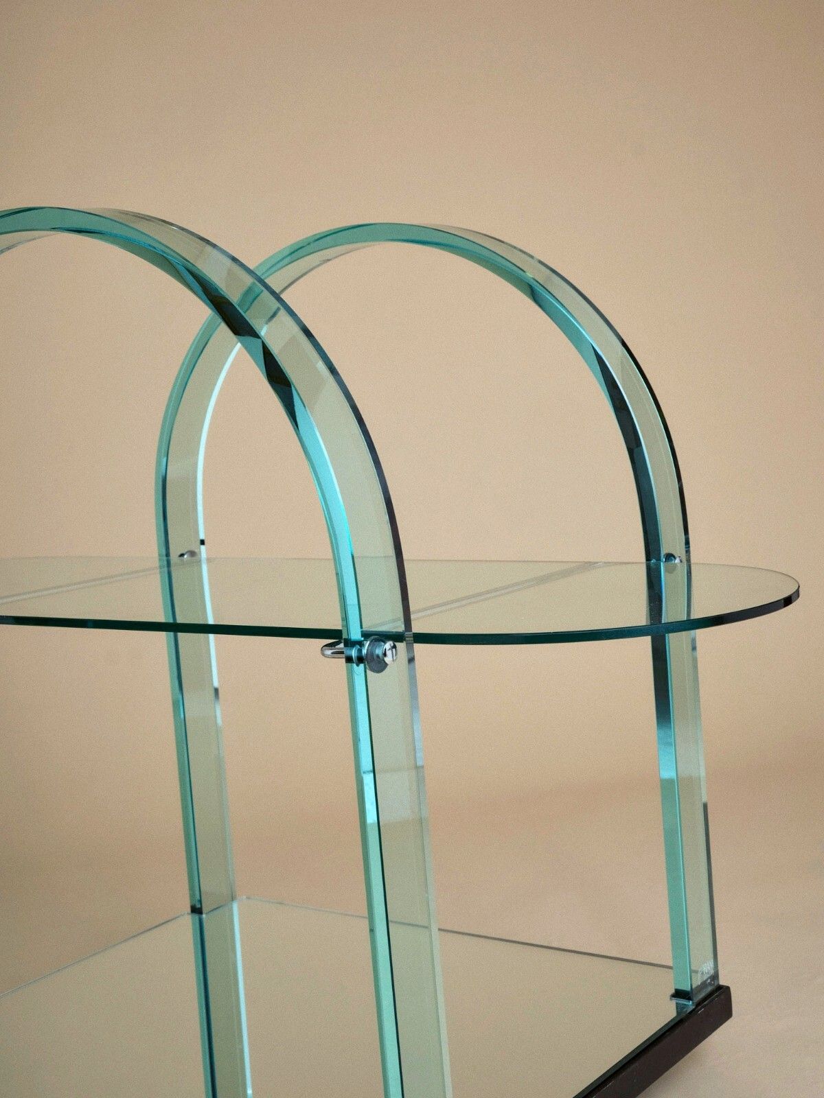1980's Italian Mirrored Glass Postmodern Cocktail Bar Trolley Cart By Fiam photo furniture