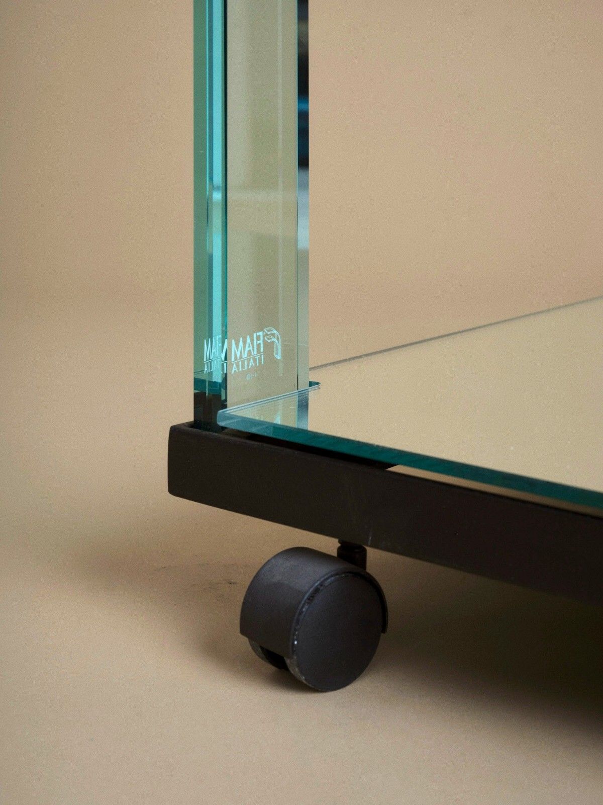 1980's Italian Mirrored Glass Postmodern Cocktail Bar Trolley Cart By Fiam photo 695.0
