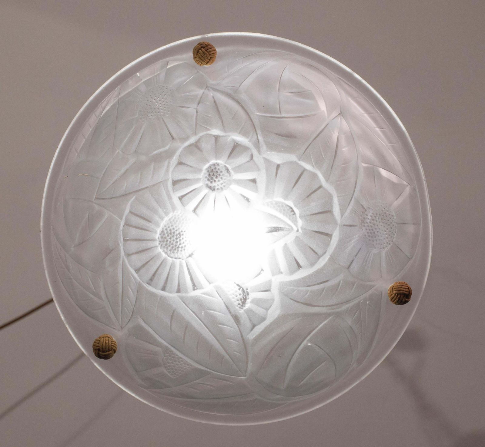 Art Deco Top Quality Pendant Light Floral Decorations, Signed Degué photo vinterior