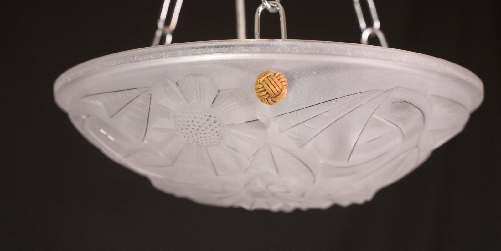 photo furniture Art Deco Top Quality Pendant Light Floral Decorations, Signed Degué