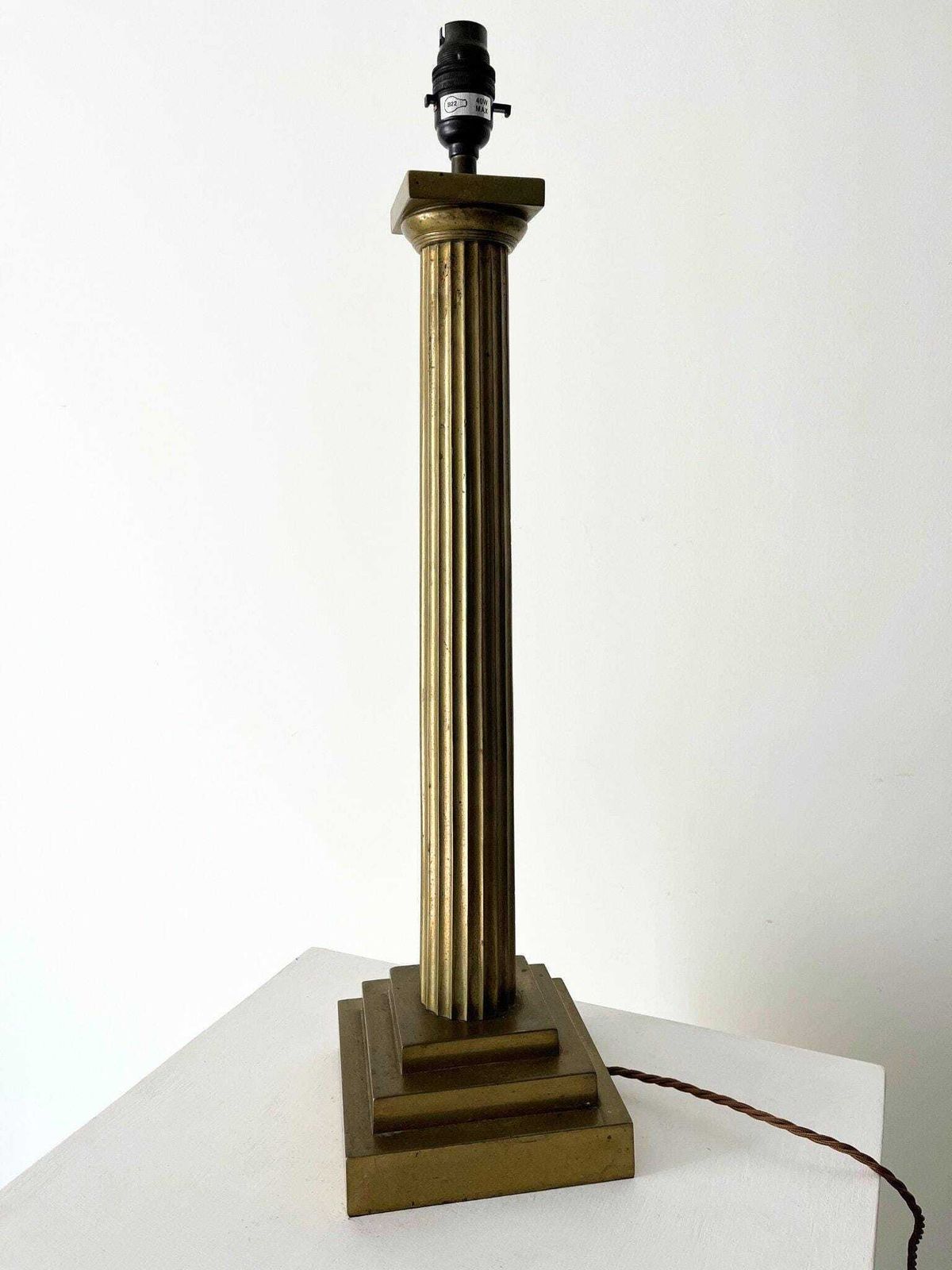photo furniture Minimalist Brass Column Lamp With A Stylised Geometric Form, Rewired And Pat Tested, 20th Century Accent Light