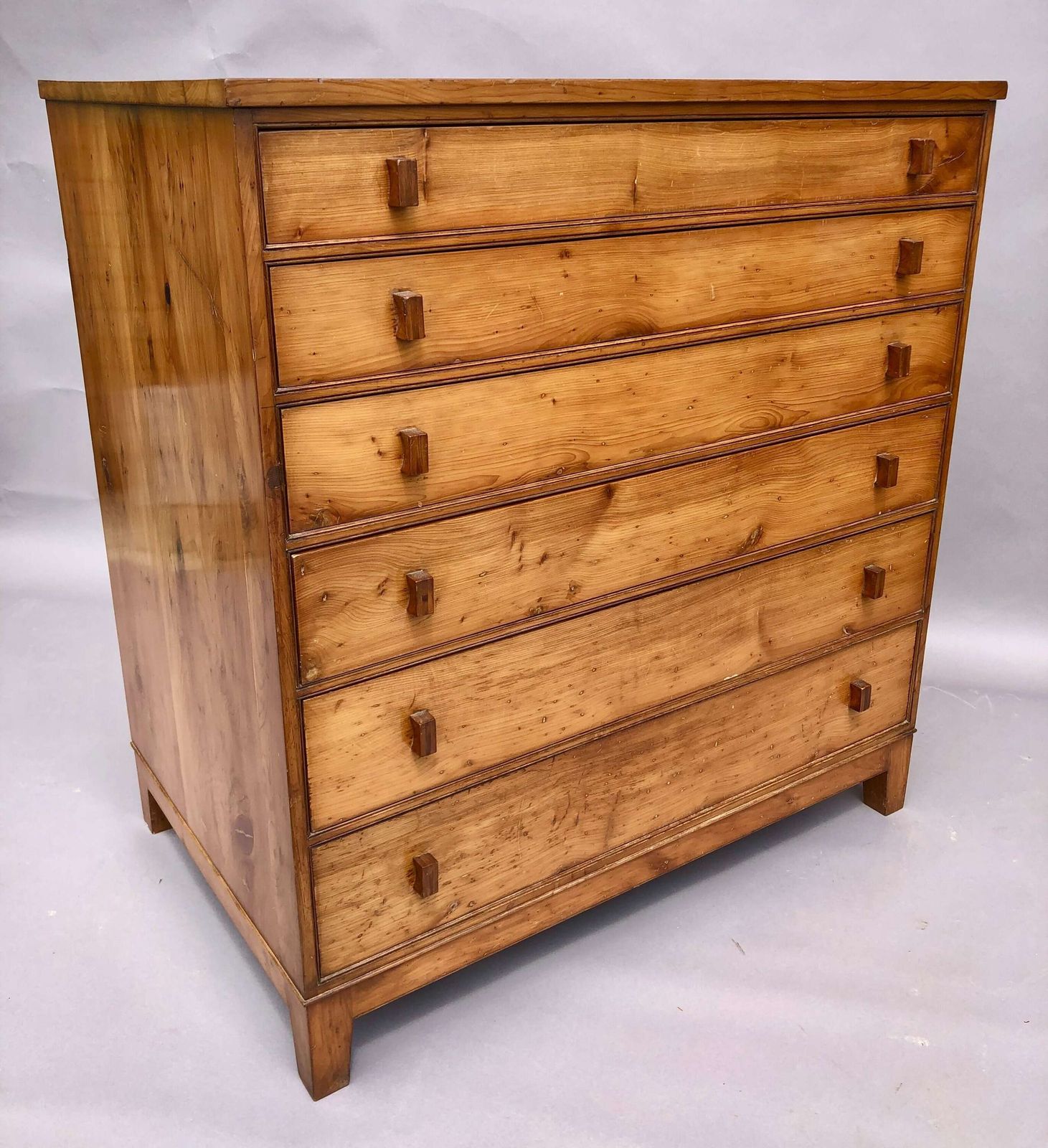 Exceptional Arts And Crafts Solid Yew Wood Chest Of Drawers