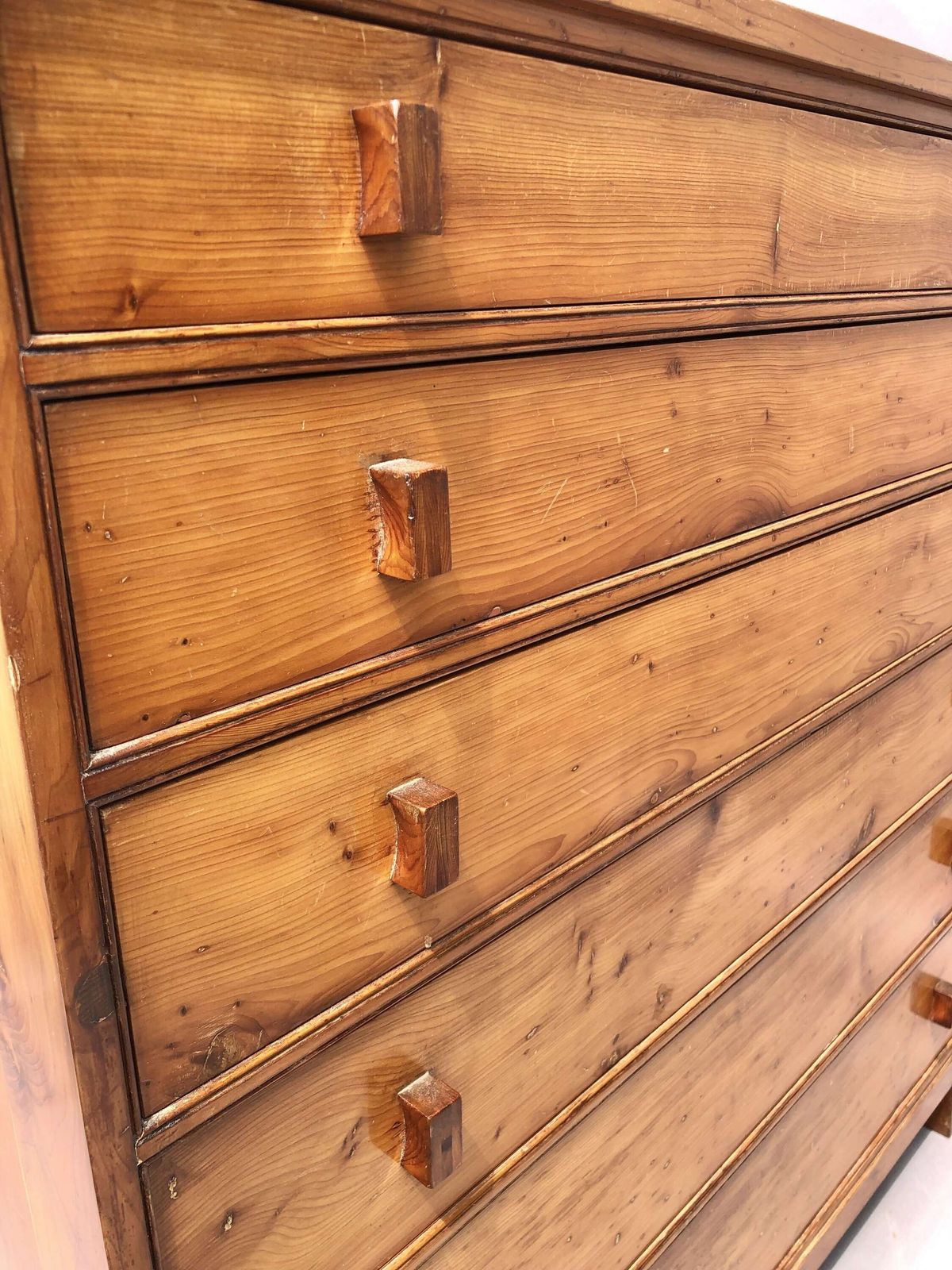 Furniture Exceptional Arts And Crafts Solid Yew Wood Chest Of Drawers photo