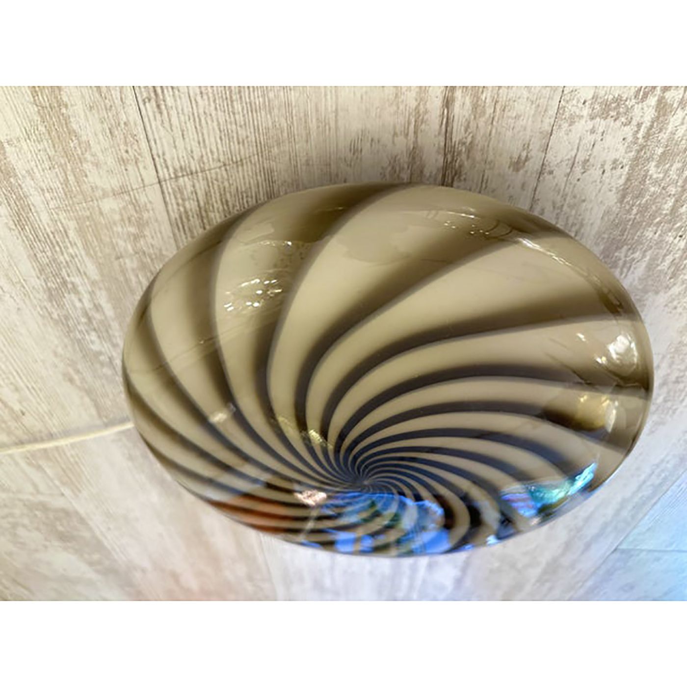 Contemporary Italian Milky White And Brown Swirls Murano Glass Flush Mount Or Wall Sconce photo buy