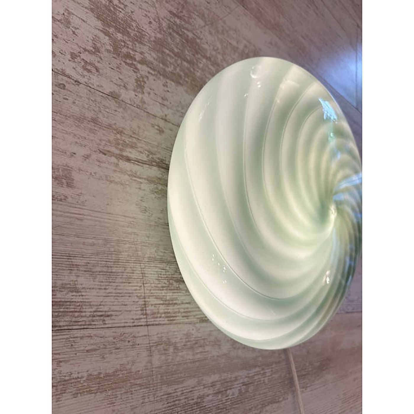 Italian Milky White And Green Swirls Murano Glass Flush Mount Or Wall Sconce photo buy