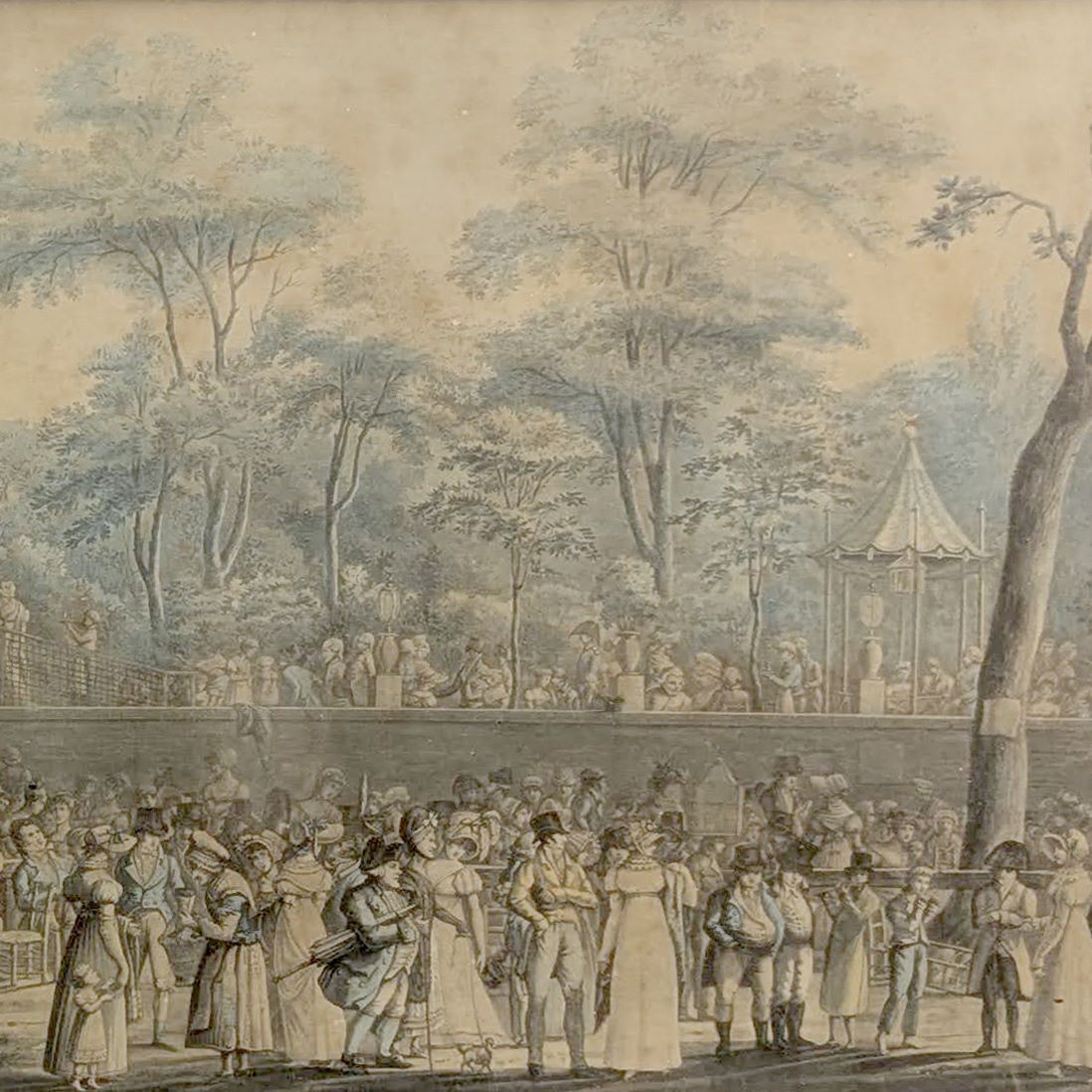 Art Aquatint, The Walk In The Turkish Garden Engraved By Jean Pierre Marie Jazet photo