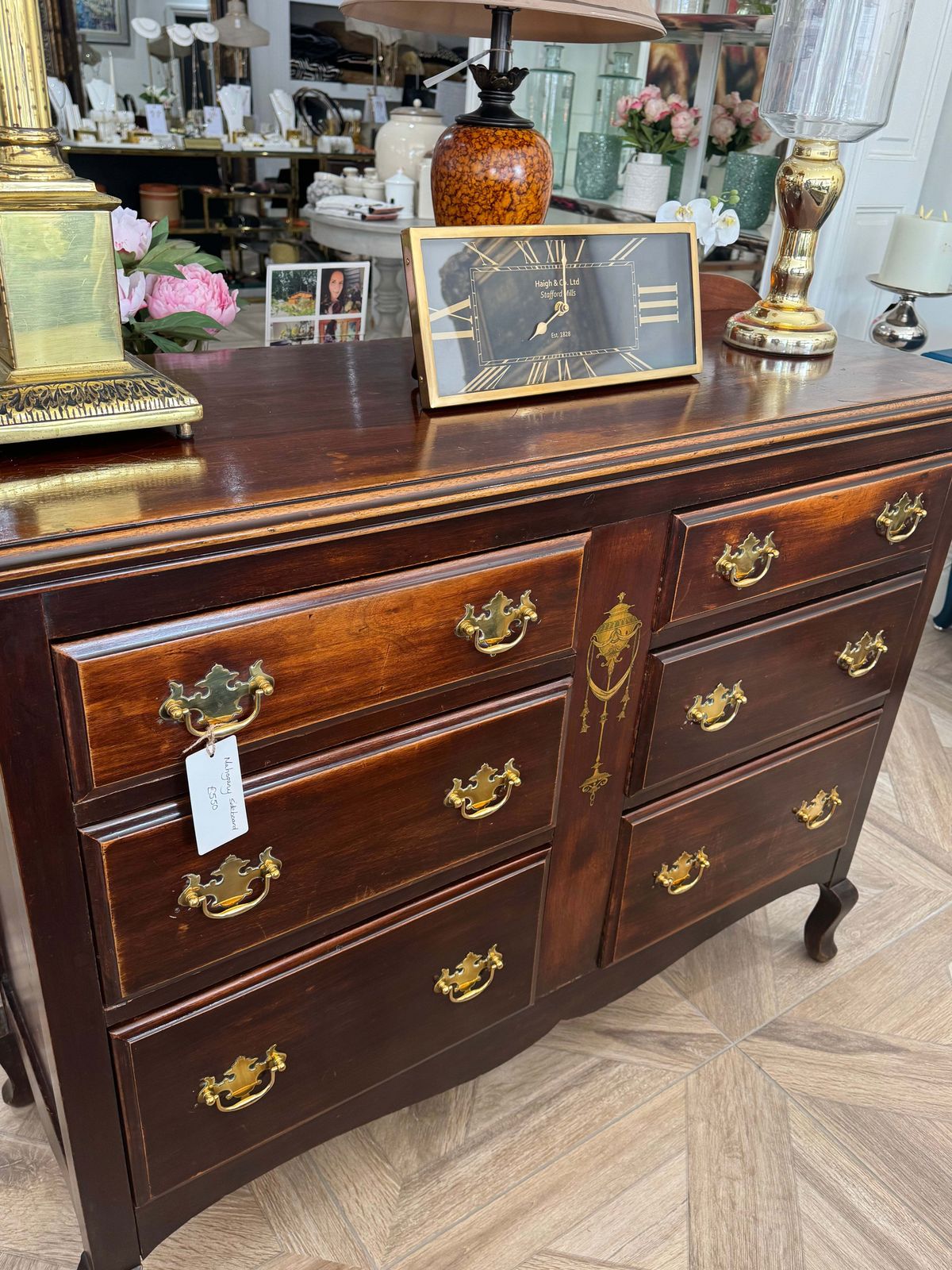 Antique Style Wooden Chest Of Drawers With Brass Detail