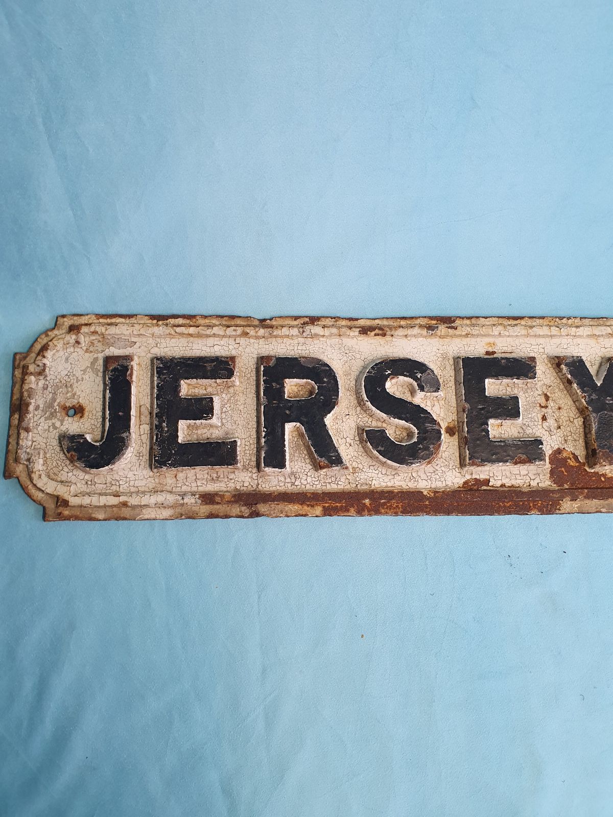Late 19th Century Cast Iron Street Sign Jersey Road photo furniture
