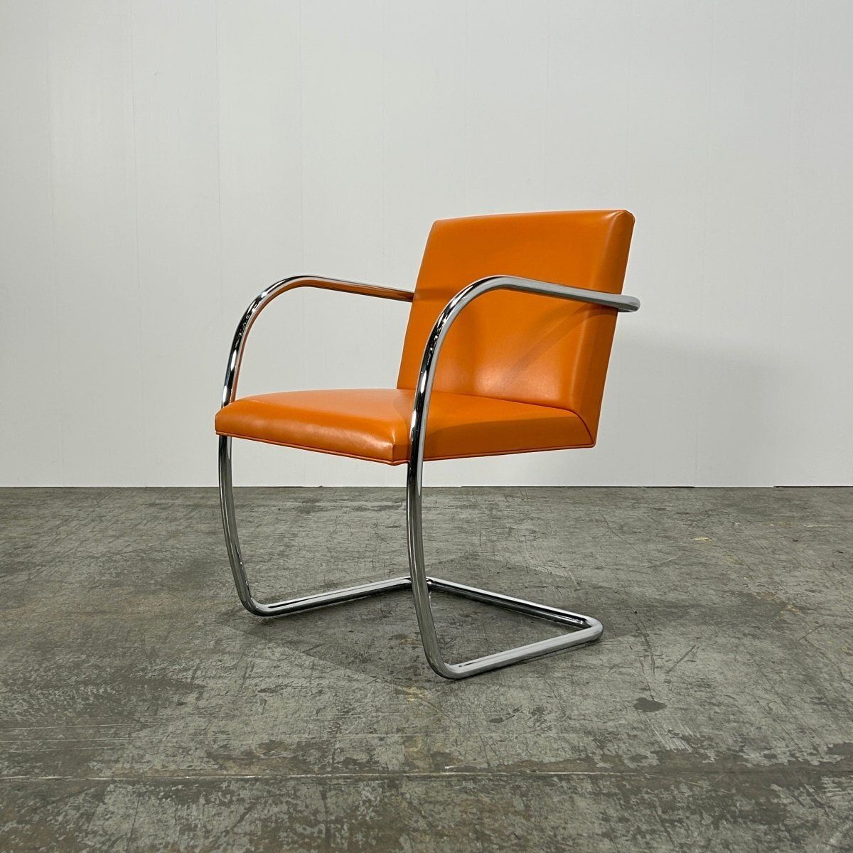 Knoll Brno Tubular Tan Orange Leather Chair By Ludwig Mies Van Der Rohe, Set Of Six photo furniture