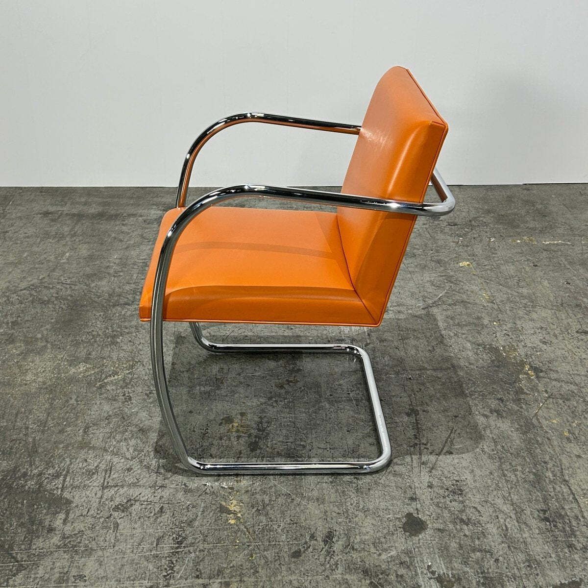 Knoll Brno Tubular Tan Orange Leather Chair By Ludwig Mies Van Der Rohe, Set Of Six photo vinterior