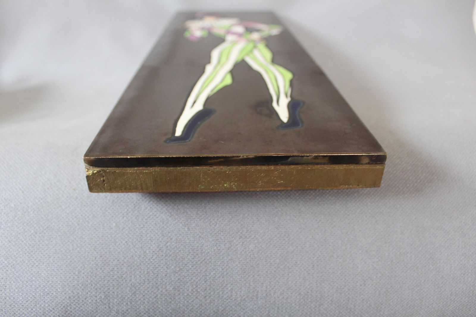 Tall Vintage Mid Century Retro Harlequin Jester Ceramic Tile Art Panel, Wall Plaque, Tile Panel On Wood, Painting, Mardi Gras, Dancer photo vintage