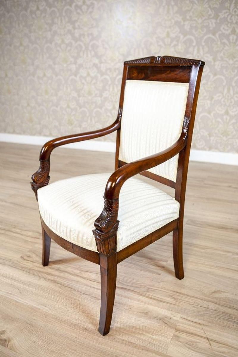 19th Century Biedermeier Mahogany Armchair In Light Upholstery, 1890s photo 1290.0