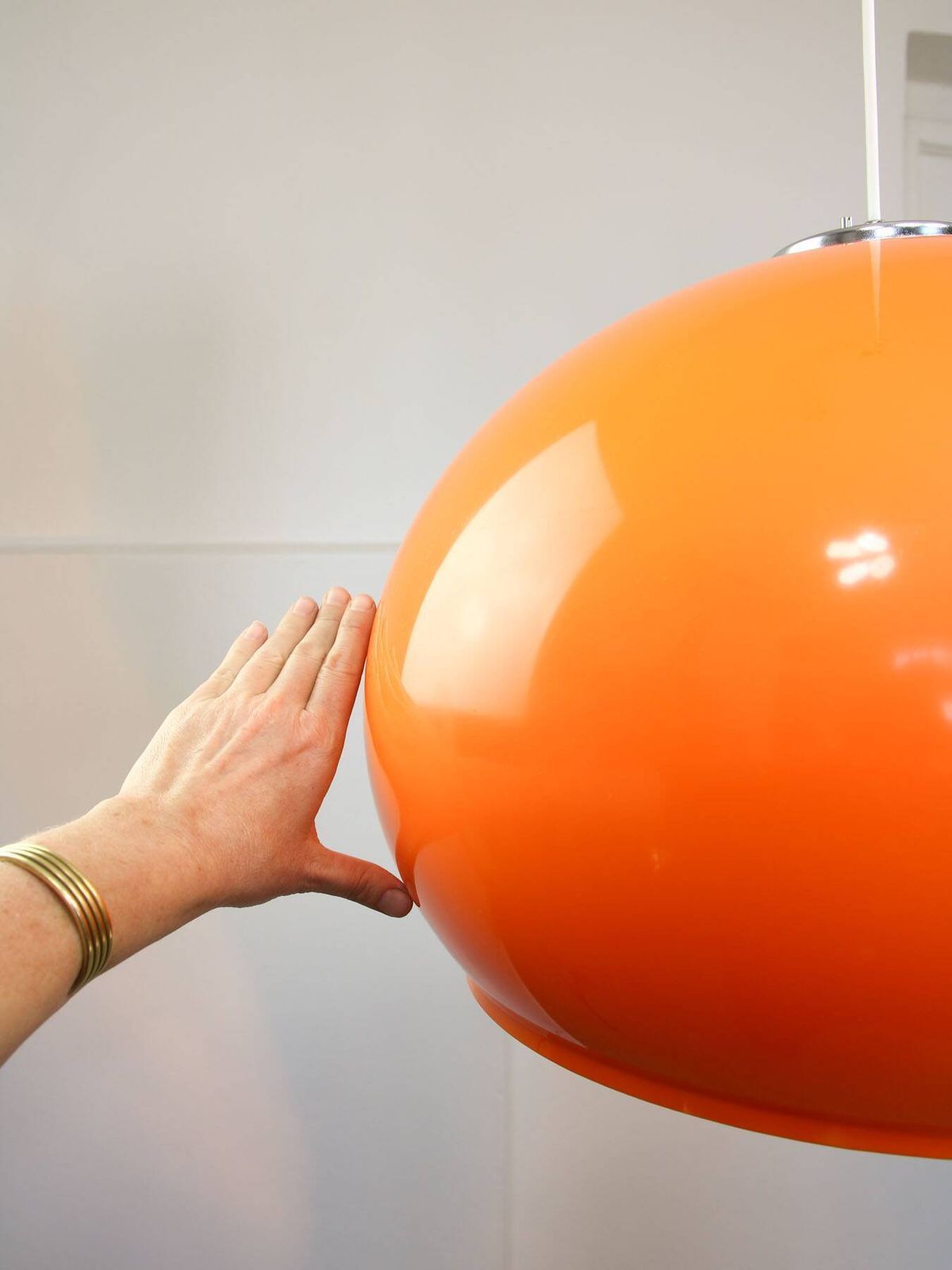 1482.0 Giant Orange Space Age Pendant Light By Guzzini, 1970s photo