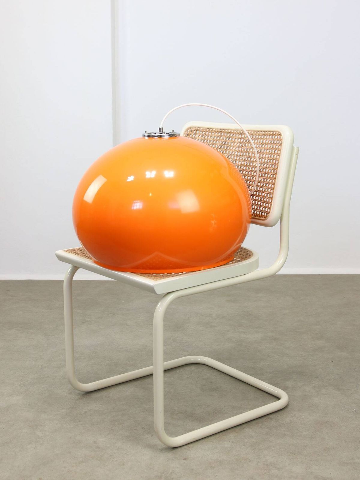 photo vintage Giant Orange Space Age Pendant Light By Guzzini, 1970s