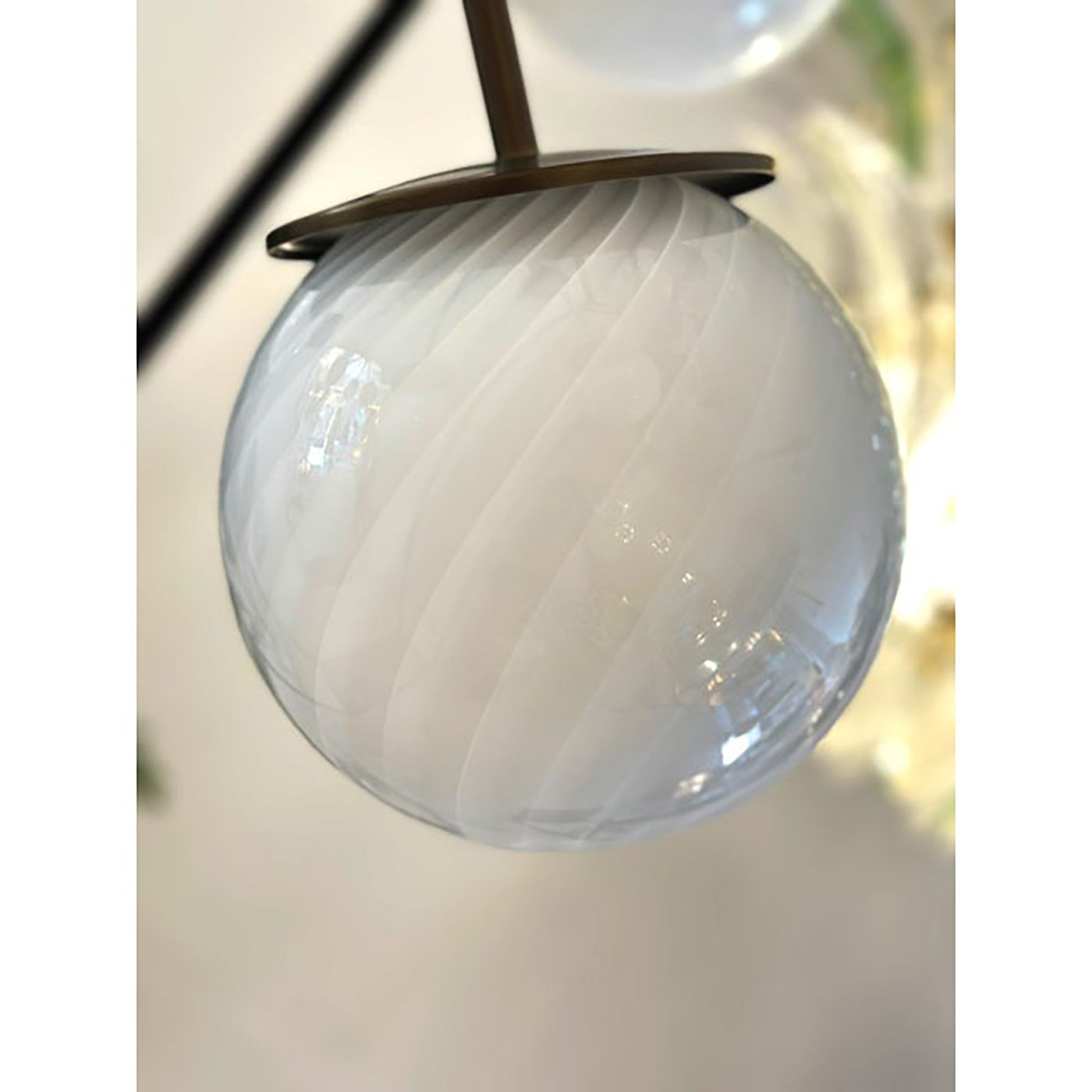 Italian Burnished Sputnik Chandelier In Milky White Swirl Style Murano Glass photo furniture