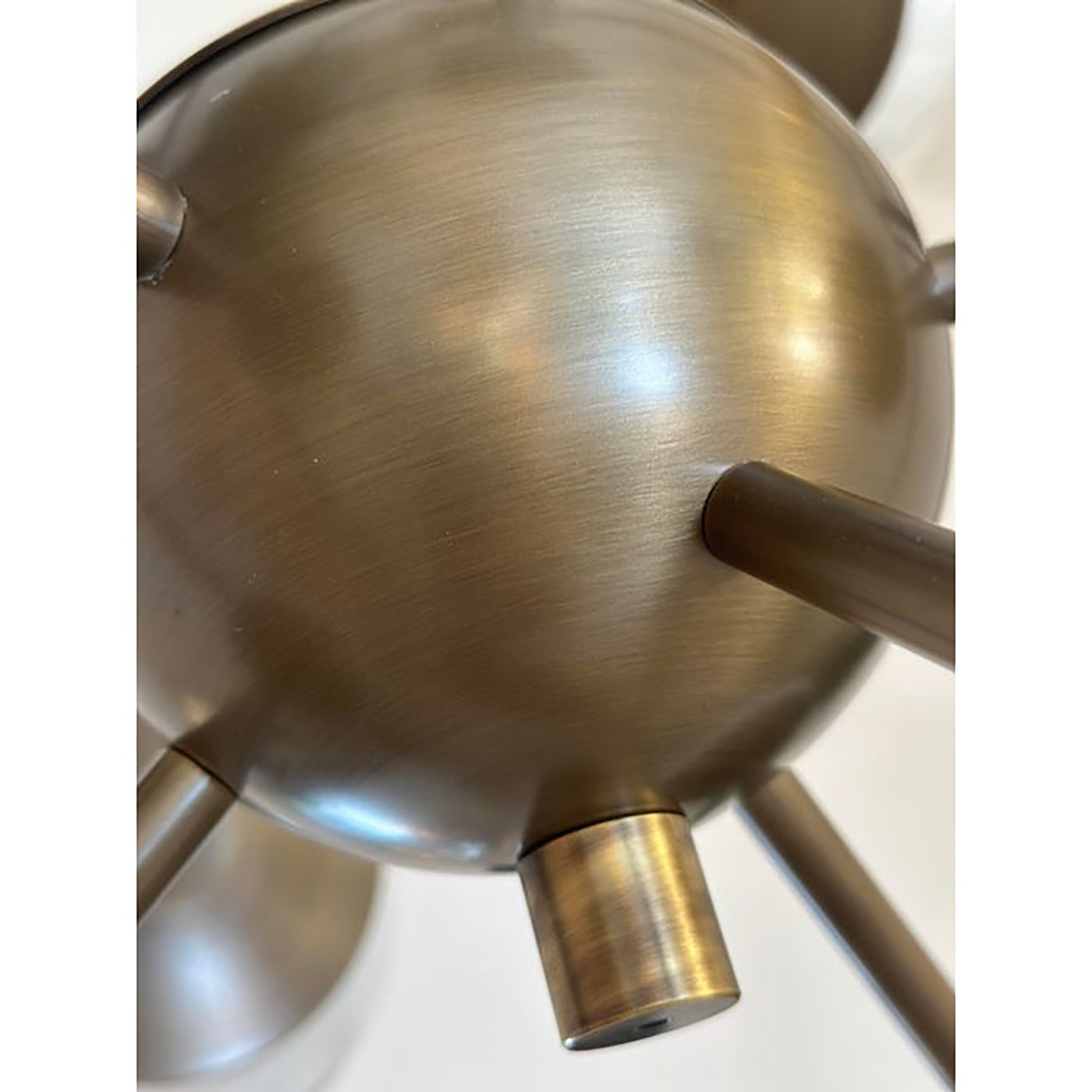 Italian Burnished Sputnik Chandelier In Milky White Swirl Style Murano Glass photo vinterior