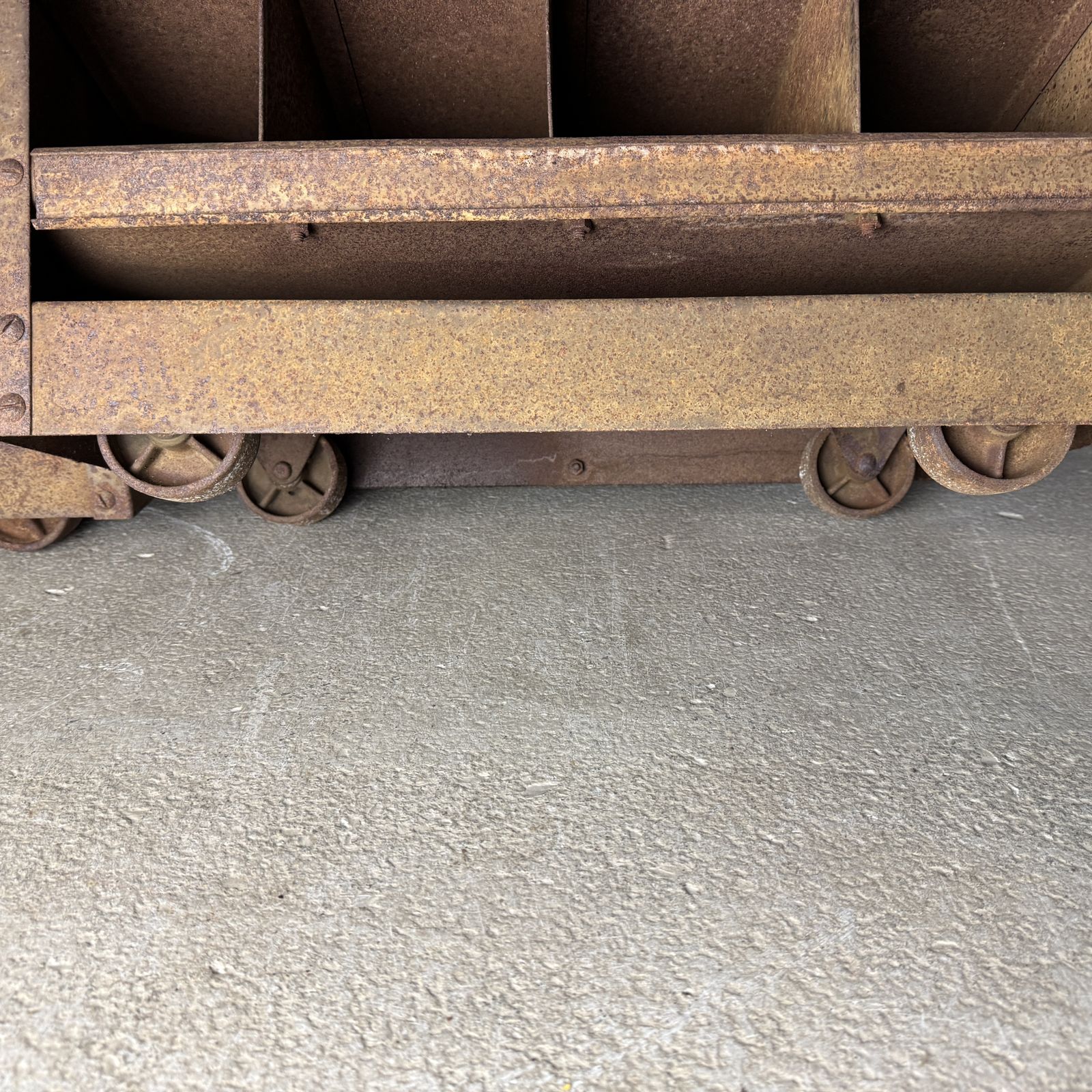 photo furniture Set Of 6 Small Industrial Steel Pigeon Hole Units On Wheels