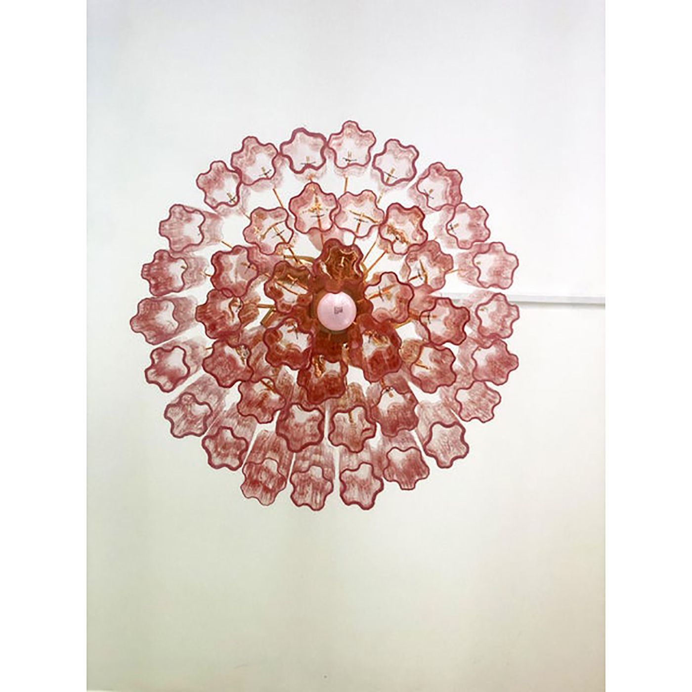Contemporary Scenographic Pink “Tronchi” Murano Glass Chandelier In Venini Style photo furniture