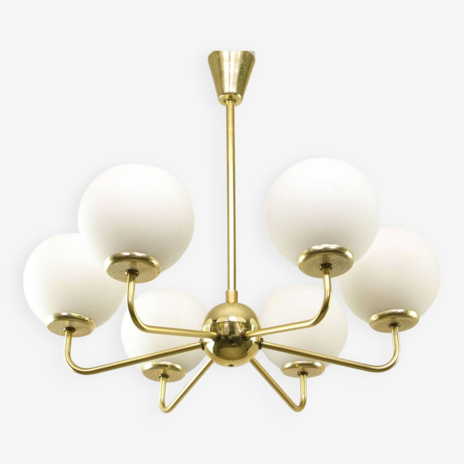 Mid Century Upward Sputnik Golden Chandelier, 60s