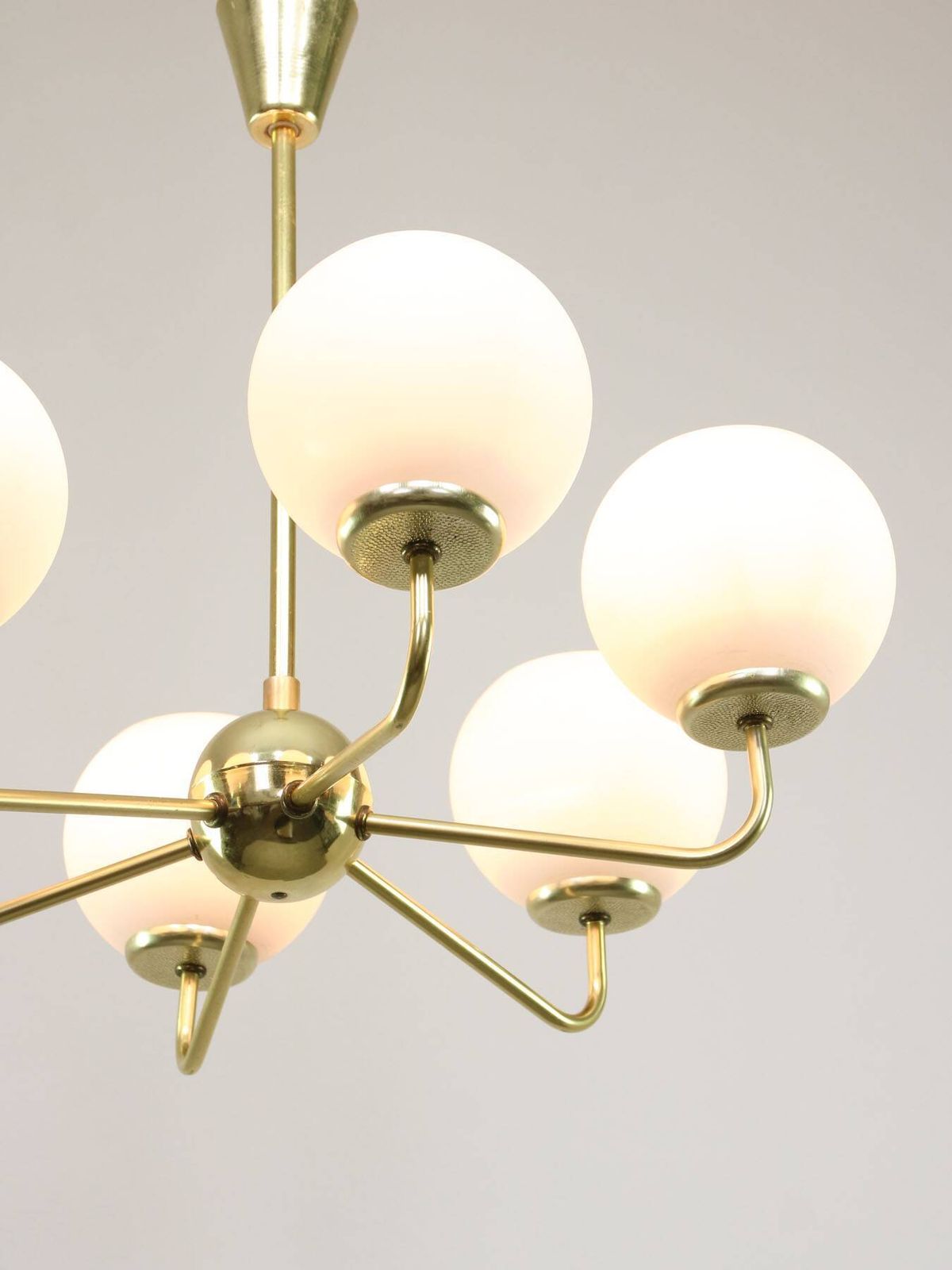 Mid Century Upward Sputnik Golden Chandelier, 60s photo Lighting