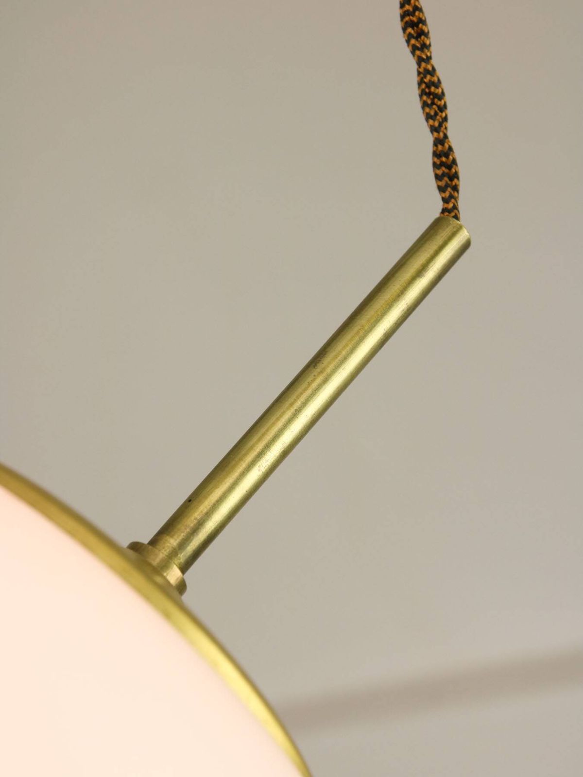Lighting Mid Century Modern Italian Opaline Glass And Brass Pendant Lamp photo