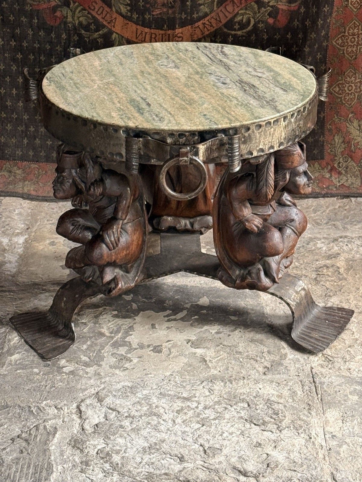 Antique Marble Jean Maurice Rothschild Neo Classical Round Side Coffee Table photo furniture