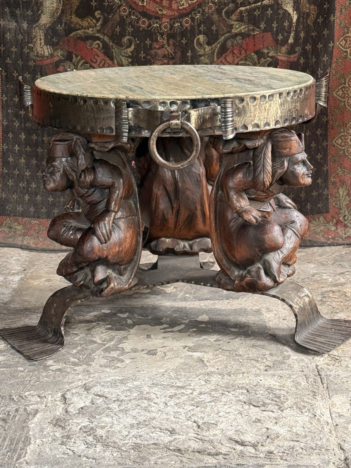 Antique Marble Jean Maurice Rothschild Neo Classical Round Side Coffee Table photo for sale