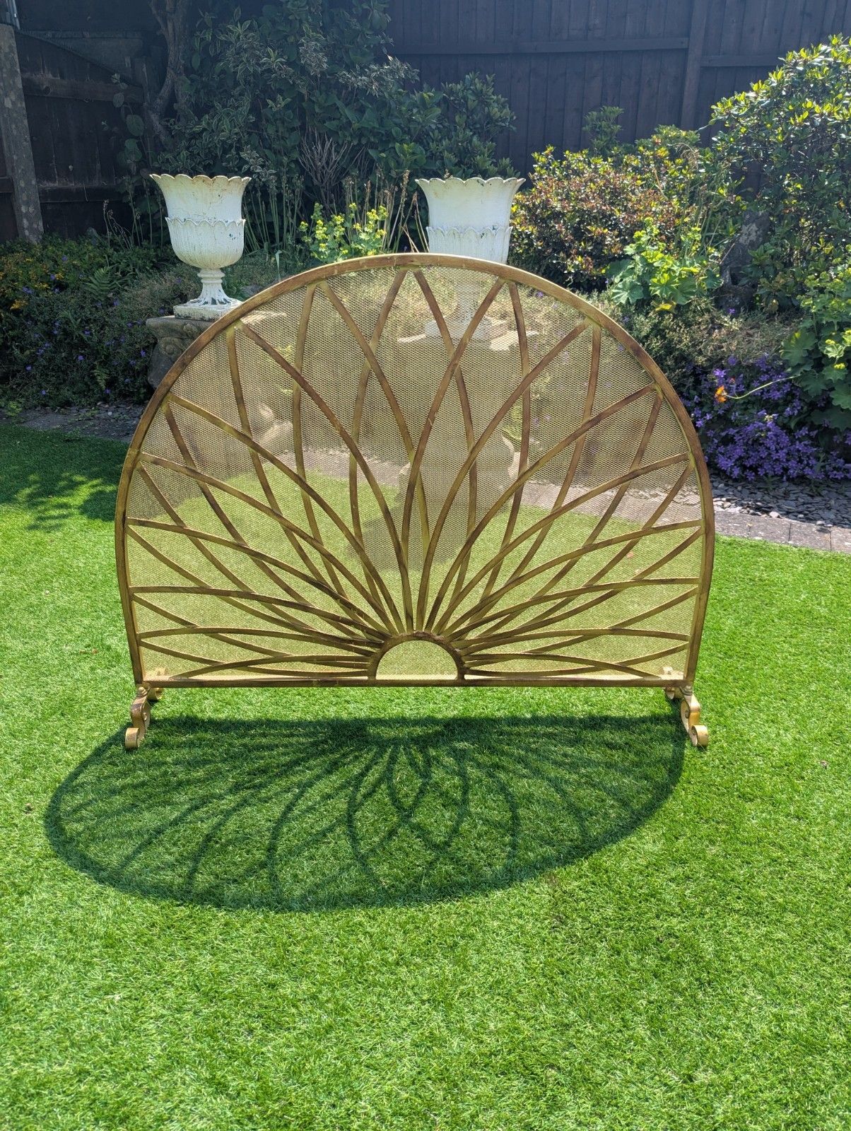 Decorative Brass Mid Century Art Nouveau Style Fire Screen Delivery Available 0132.