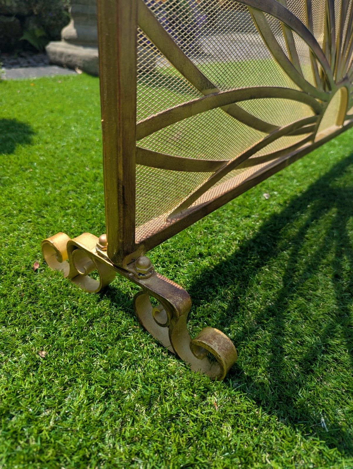 Decorative Brass Mid Century Art Nouveau Style Fire Screen Delivery Available 0132. photo Home Decor