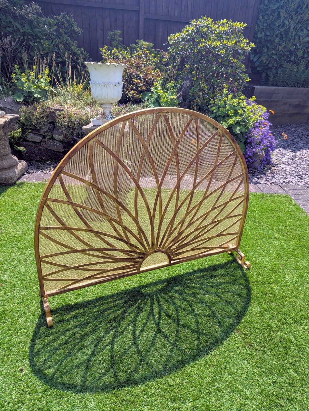 Decorative Brass Mid Century Art Nouveau Style Fire Screen Delivery Available 0132. photo vintage