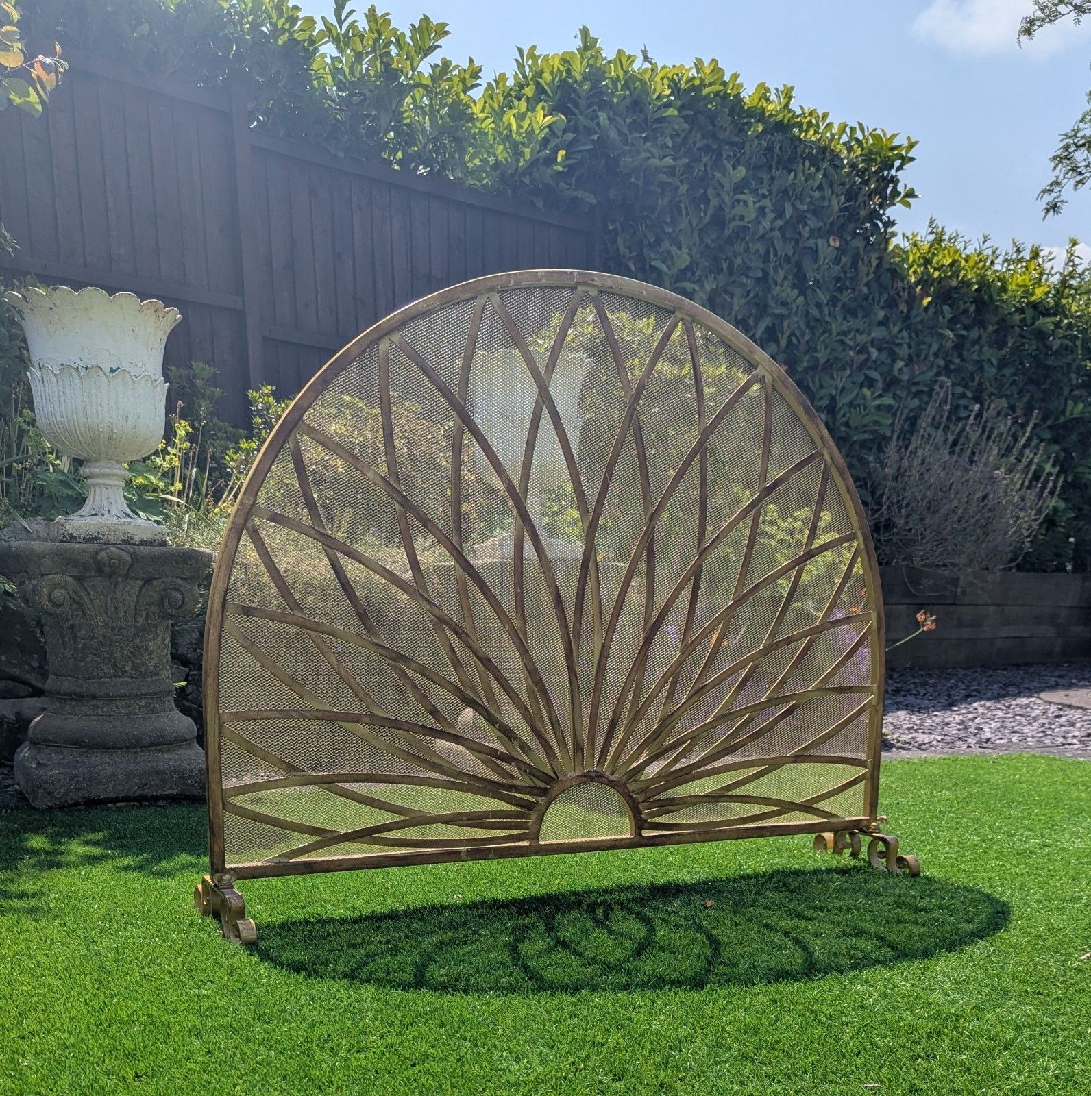 photo for sale Decorative Brass Mid Century Art Nouveau Style Fire Screen Delivery Available 0132.