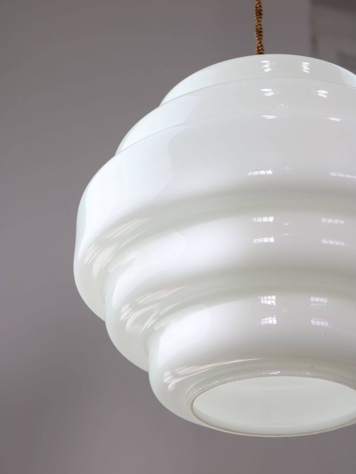 Mid Century Italian Brass And Opaline Glass Pendant Lamp photo Lighting