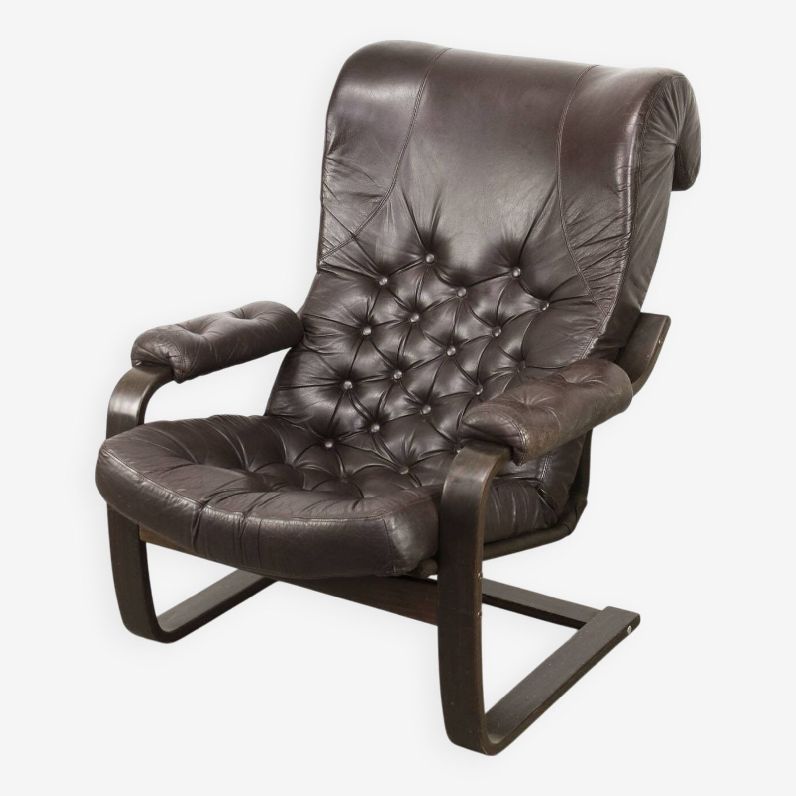 Luxurious Lounge Armchair In Leather, 1970s