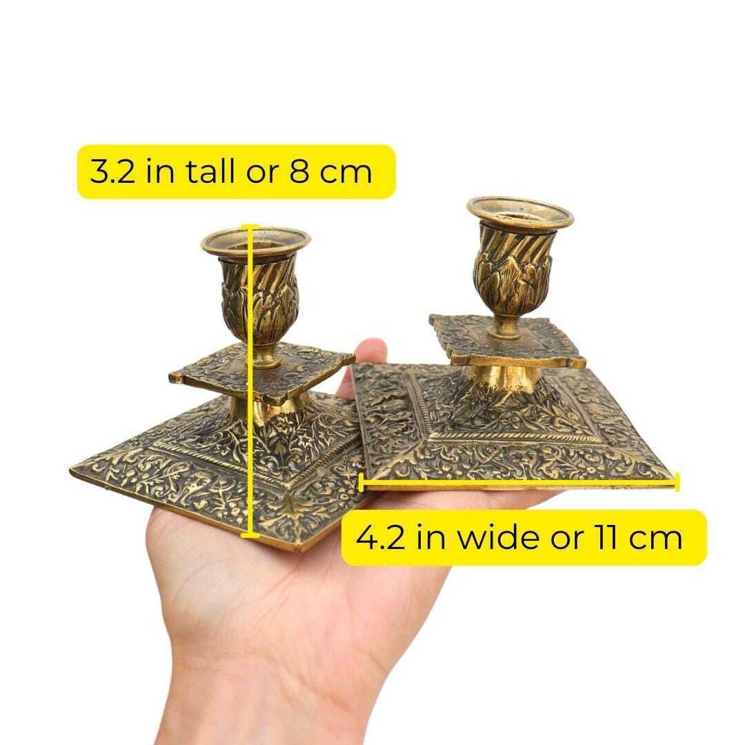 Antique Victorian Brass Candlesticks In The Gothic Revival Style, Ornate Brass Candle Holders photo 55.0