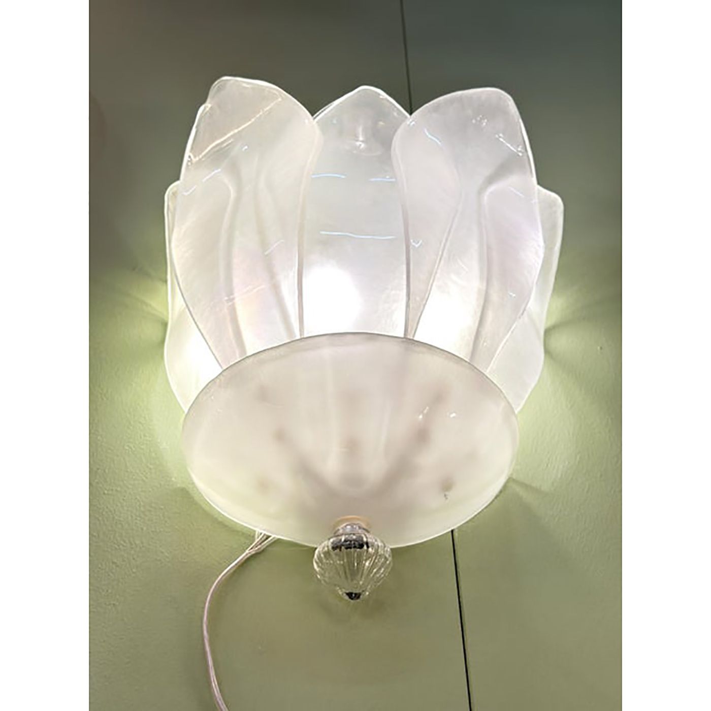 Contemporary Venetian Sanded Murano Glass Floreal Wall Sconces Set Of Two photo vintage